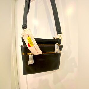 Black Leather Cross body purse